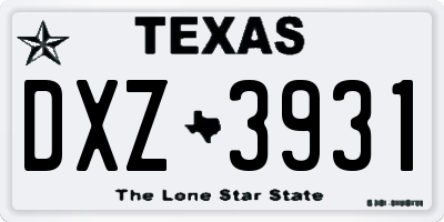 TX license plate DXZ3931