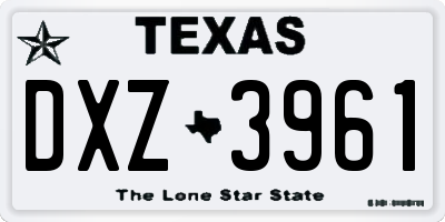TX license plate DXZ3961