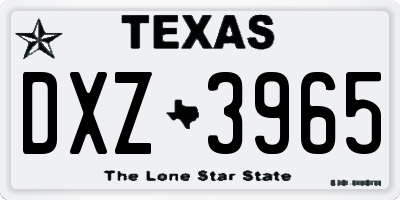 TX license plate DXZ3965