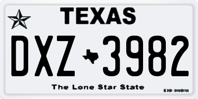TX license plate DXZ3982