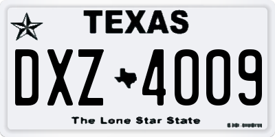 TX license plate DXZ4009