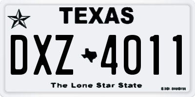 TX license plate DXZ4011