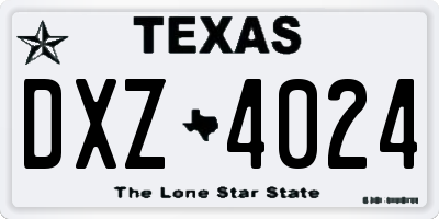 TX license plate DXZ4024
