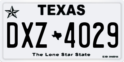 TX license plate DXZ4029