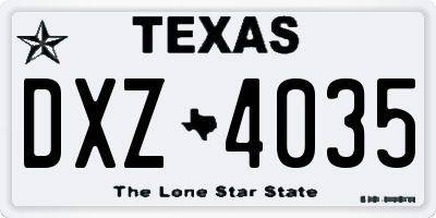 TX license plate DXZ4035