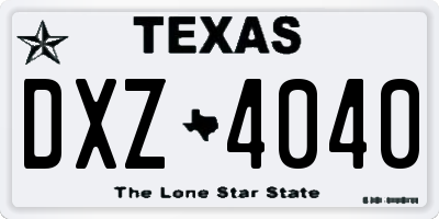 TX license plate DXZ4040