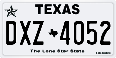 TX license plate DXZ4052