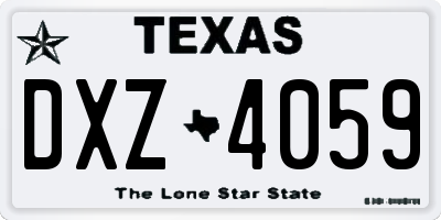 TX license plate DXZ4059