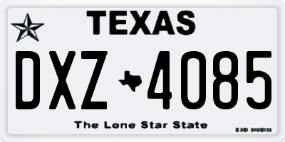 TX license plate DXZ4085
