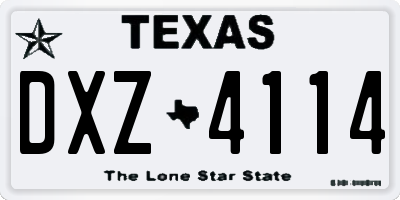 TX license plate DXZ4114