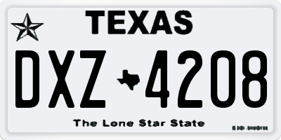 TX license plate DXZ4208