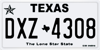 TX license plate DXZ4308