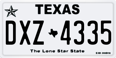 TX license plate DXZ4335