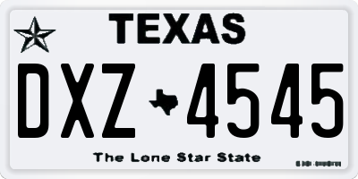 TX license plate DXZ4545