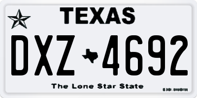 TX license plate DXZ4692