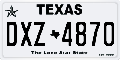 TX license plate DXZ4870