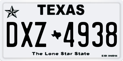 TX license plate DXZ4938