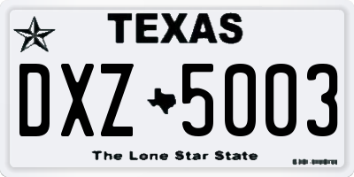 TX license plate DXZ5003