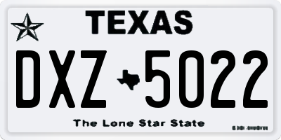 TX license plate DXZ5022