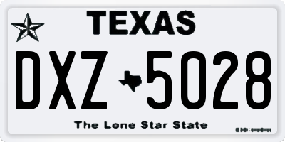 TX license plate DXZ5028