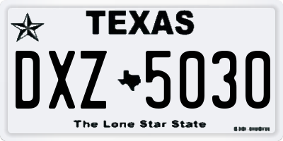 TX license plate DXZ5030