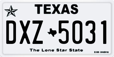 TX license plate DXZ5031