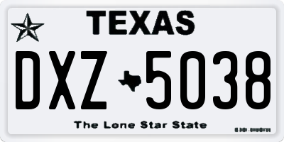 TX license plate DXZ5038