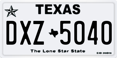TX license plate DXZ5040