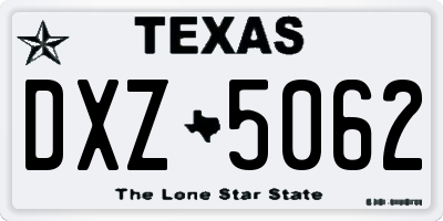 TX license plate DXZ5062