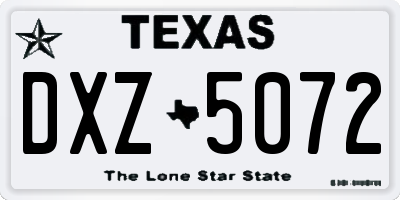TX license plate DXZ5072