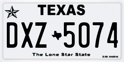 TX license plate DXZ5074
