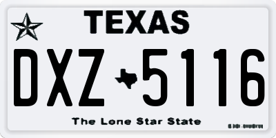 TX license plate DXZ5116