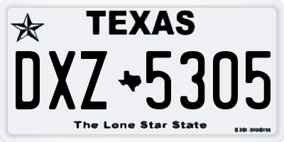 TX license plate DXZ5305