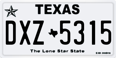TX license plate DXZ5315