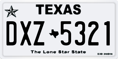 TX license plate DXZ5321