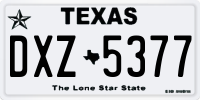 TX license plate DXZ5377