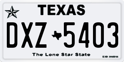 TX license plate DXZ5403