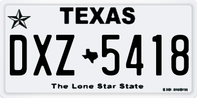 TX license plate DXZ5418