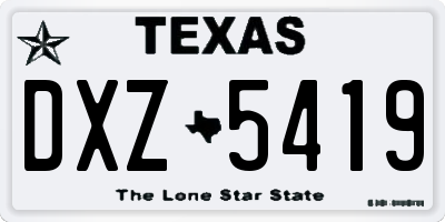 TX license plate DXZ5419