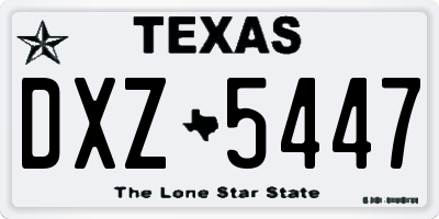 TX license plate DXZ5447