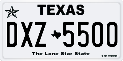 TX license plate DXZ5500