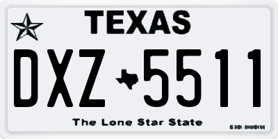 TX license plate DXZ5511