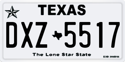 TX license plate DXZ5517