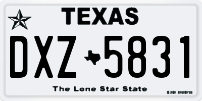 TX license plate DXZ5831