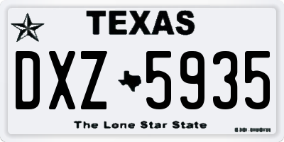 TX license plate DXZ5935