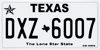 TX license plate DXZ6007