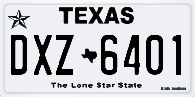 TX license plate DXZ6401