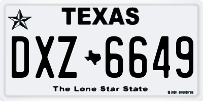 TX license plate DXZ6649