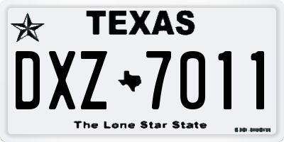 TX license plate DXZ7011