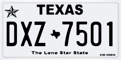 TX license plate DXZ7501